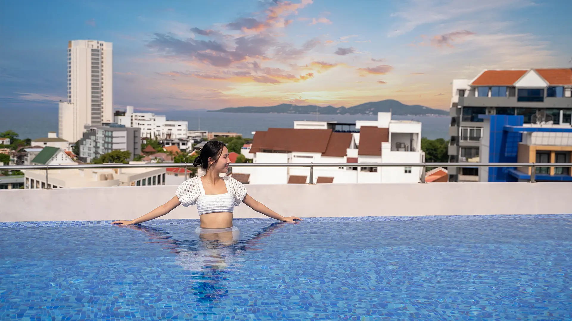 A Sunset View at Rooftop Pool